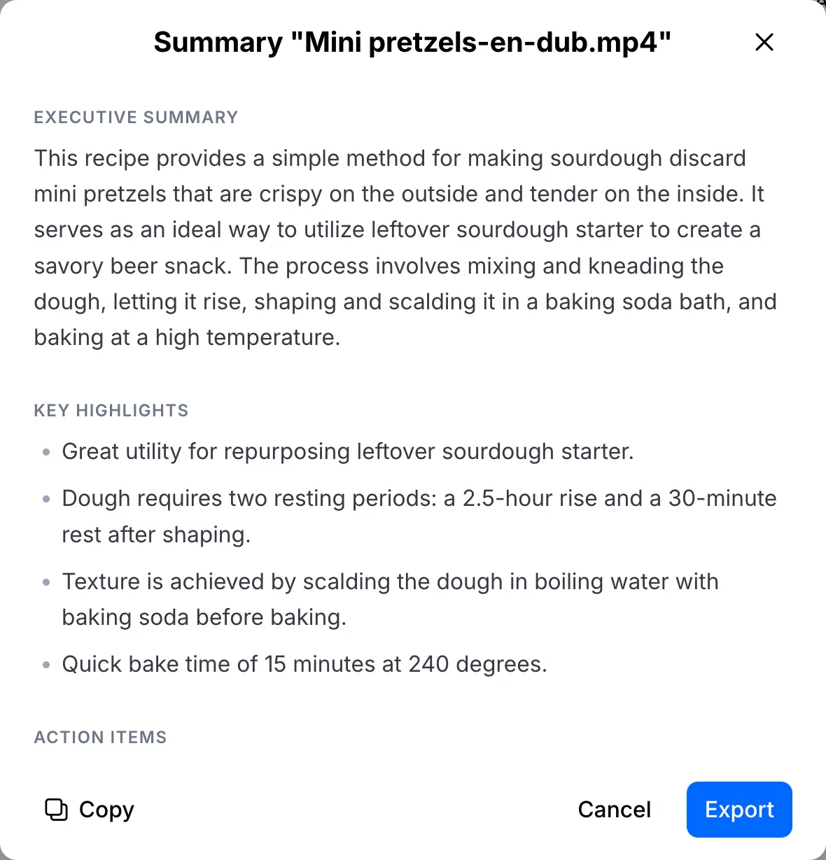 AI summary with an executive summary and key highlights