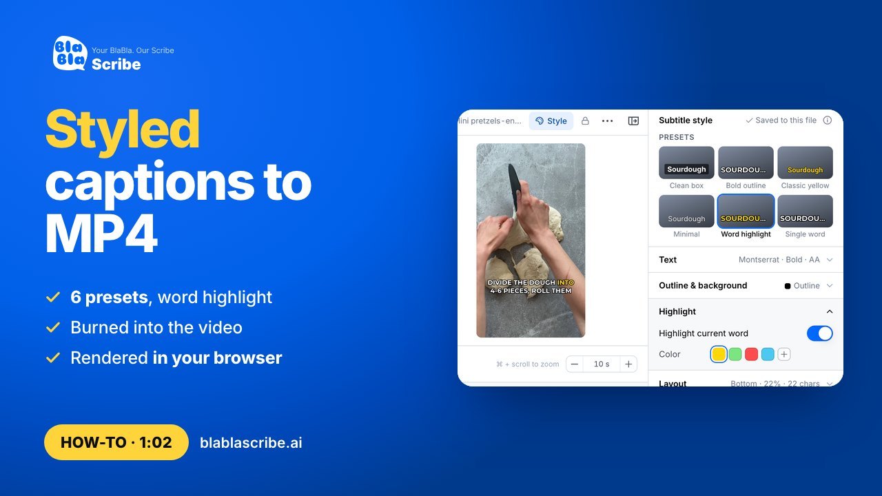 How to add styled captions and download the video as MP4