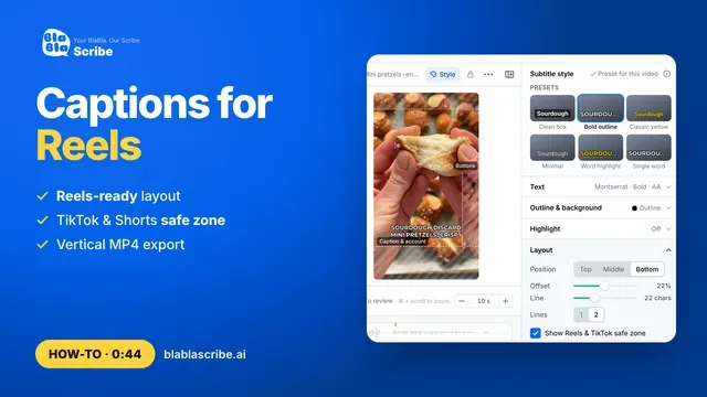 Subtítulos para Reels, TikTok y Shorts