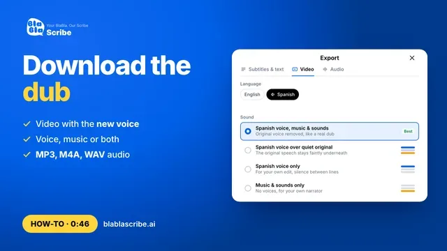 Descargar el vídeo doblado o solo el audio