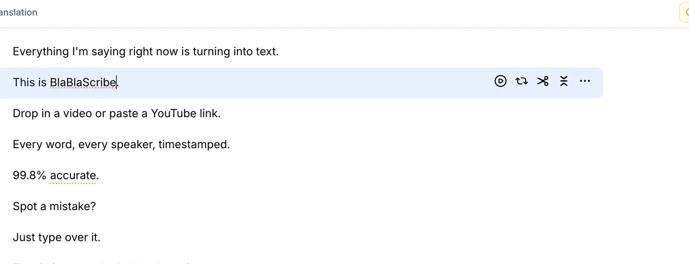A misheard word corrected directly in the transcript