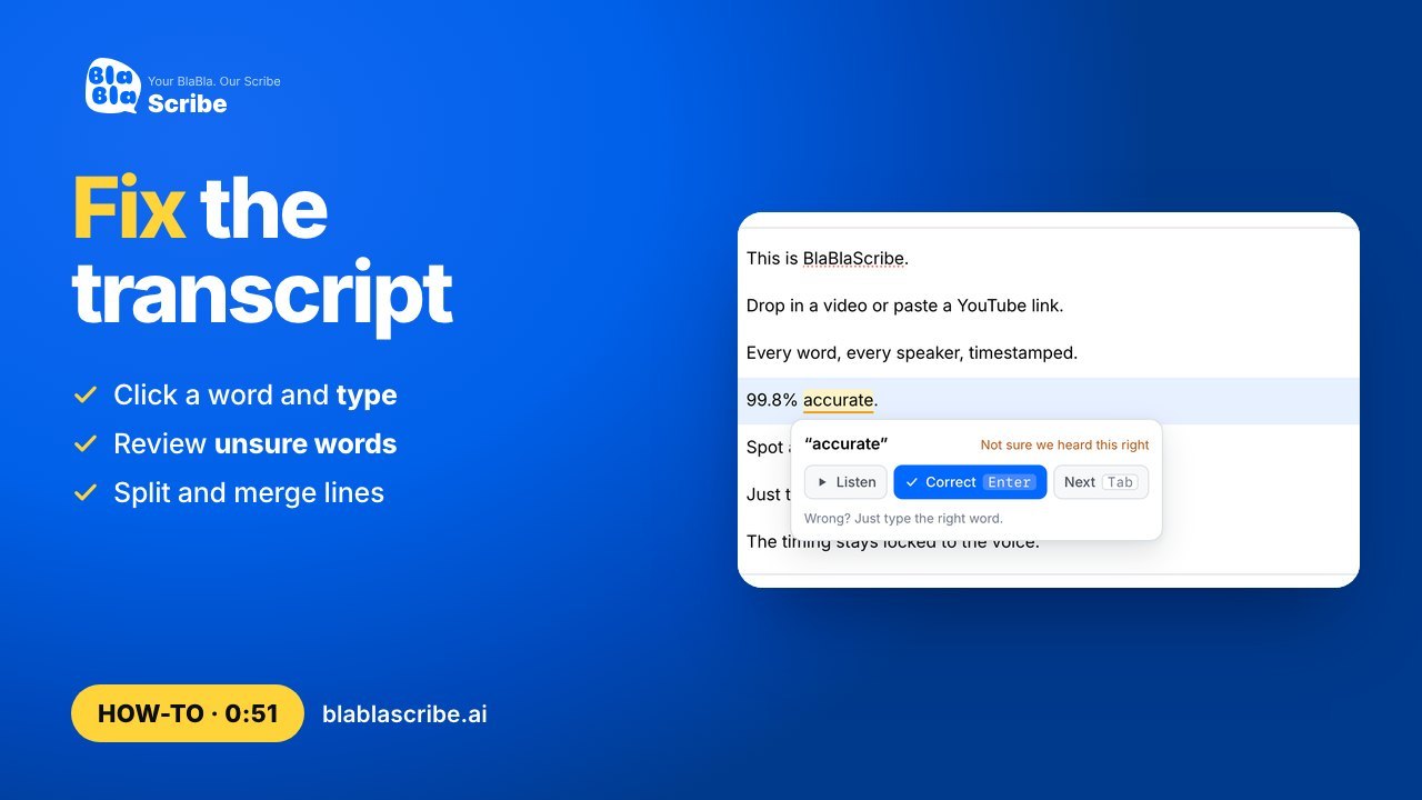 How to edit a transcript and fix mistakes