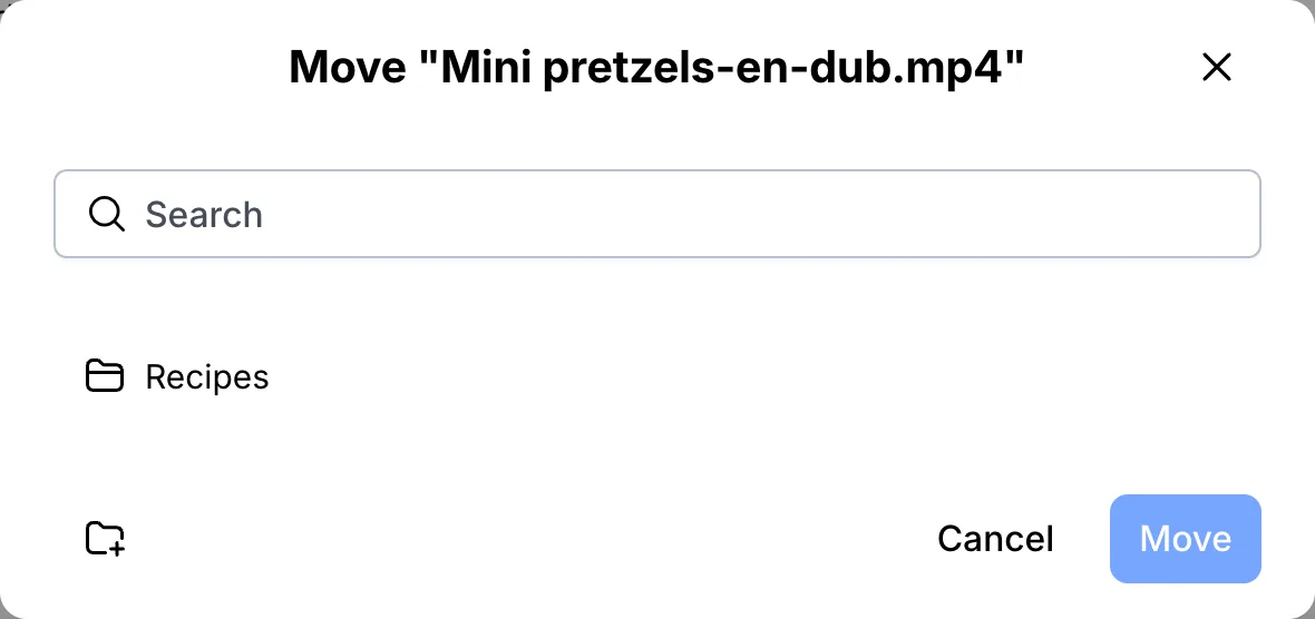 Move window with the Recipes folder selected