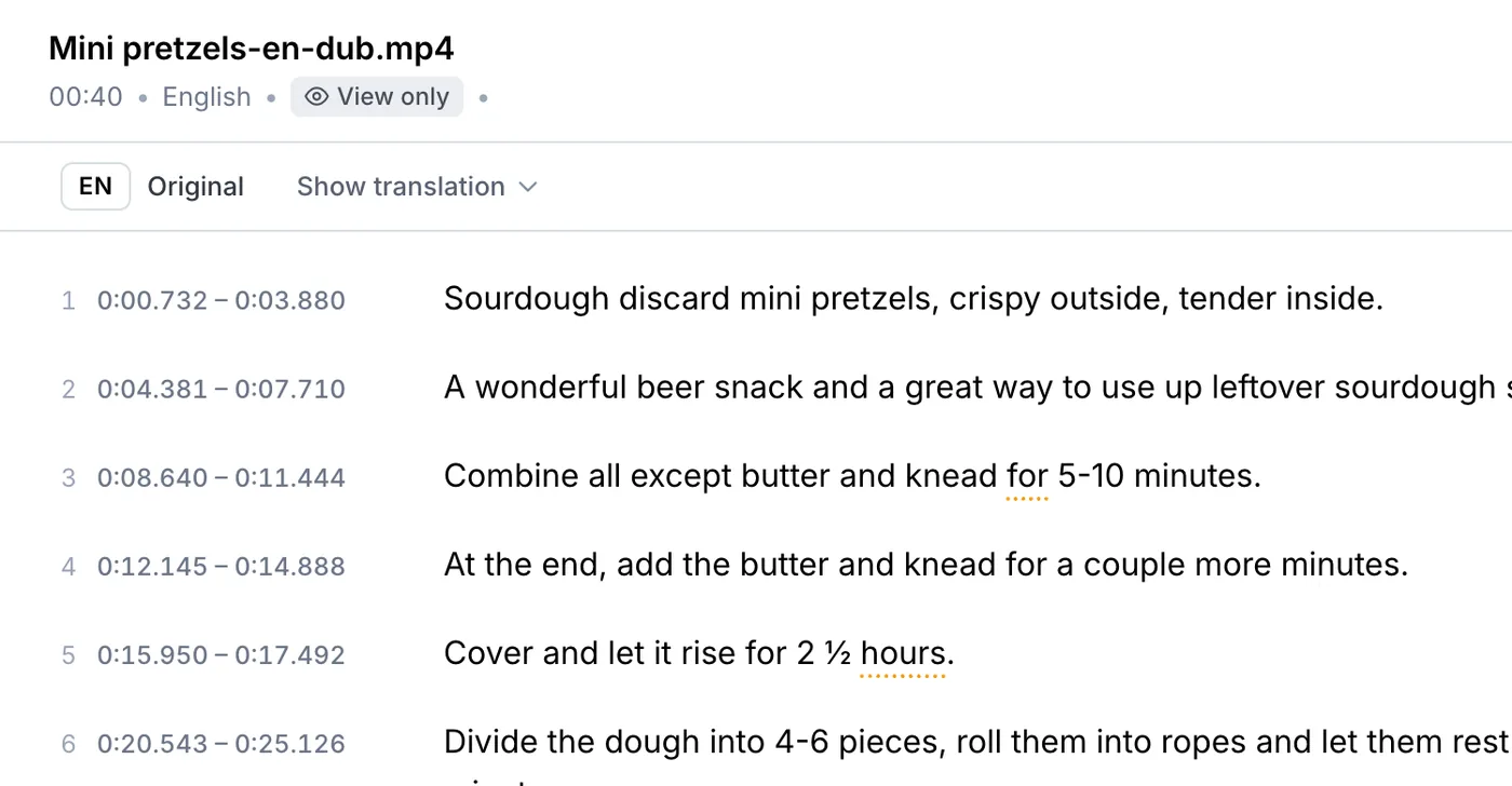 Shared transcript opened in view-only mode