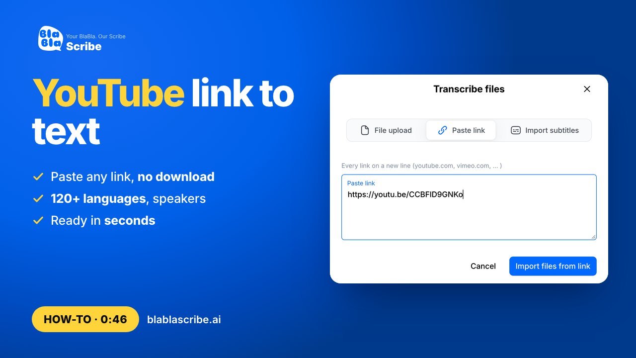 How to transcribe a YouTube video from a link